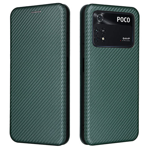 Custodia Portafoglio In Pelle Cover con Supporto L06Z per Xiaomi Poco M4 Pro 4G Verde