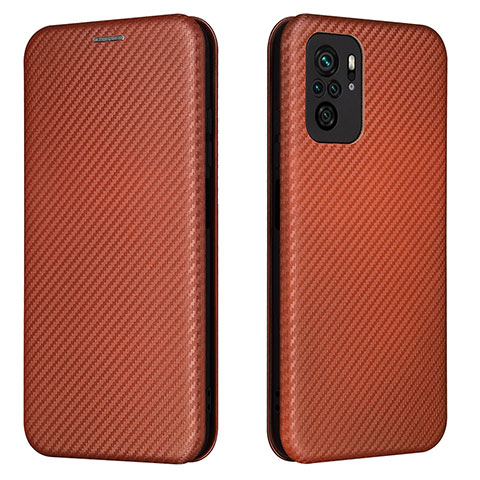 Custodia Portafoglio In Pelle Cover con Supporto L06Z per Xiaomi Poco M5S Marrone