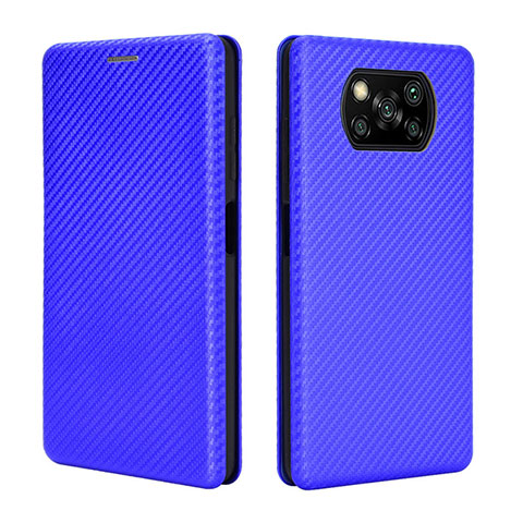 Custodia Portafoglio In Pelle Cover con Supporto L06Z per Xiaomi Poco X3 Pro Blu