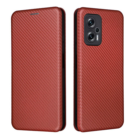 Custodia Portafoglio In Pelle Cover con Supporto L06Z per Xiaomi Poco X4 GT 5G Marrone