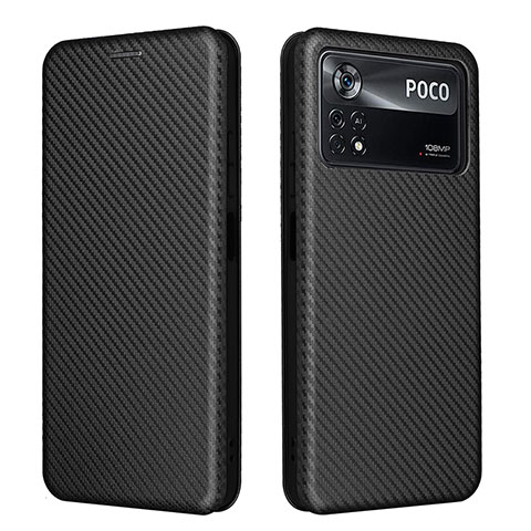 Custodia Portafoglio In Pelle Cover con Supporto L06Z per Xiaomi Poco X4 Pro 5G Nero