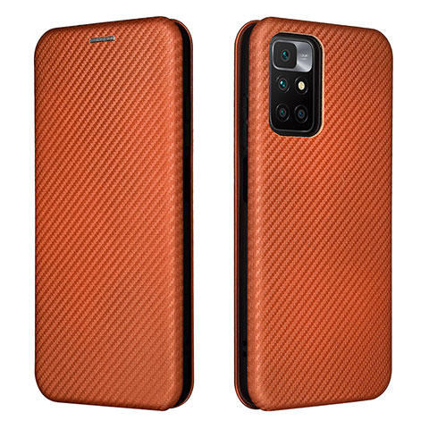 Custodia Portafoglio In Pelle Cover con Supporto L06Z per Xiaomi Redmi 10 4G Marrone