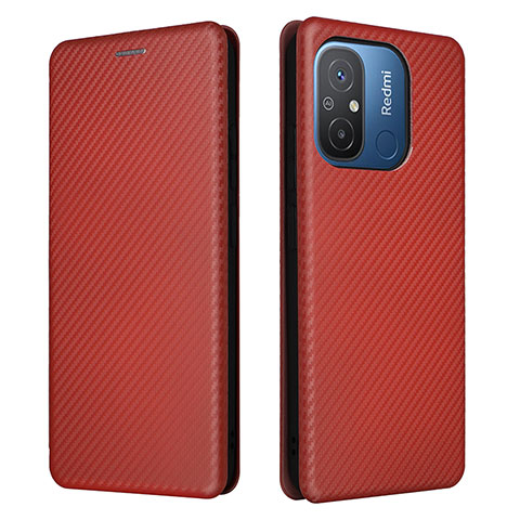 Custodia Portafoglio In Pelle Cover con Supporto L06Z per Xiaomi Redmi 12C 4G Marrone