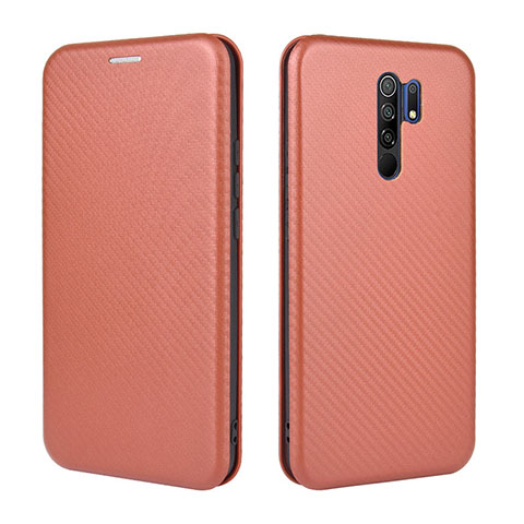 Custodia Portafoglio In Pelle Cover con Supporto L06Z per Xiaomi Redmi 9 Marrone