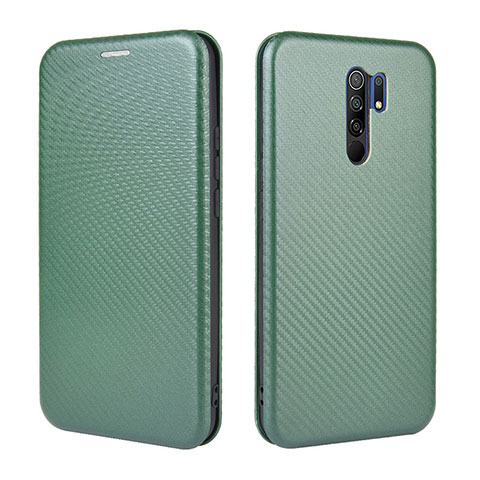 Custodia Portafoglio In Pelle Cover con Supporto L06Z per Xiaomi Redmi 9 Verde