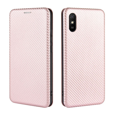 Custodia Portafoglio In Pelle Cover con Supporto L06Z per Xiaomi Redmi 9A Oro Rosa