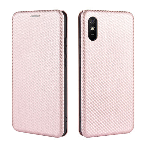 Custodia Portafoglio In Pelle Cover con Supporto L06Z per Xiaomi Redmi 9i Oro Rosa