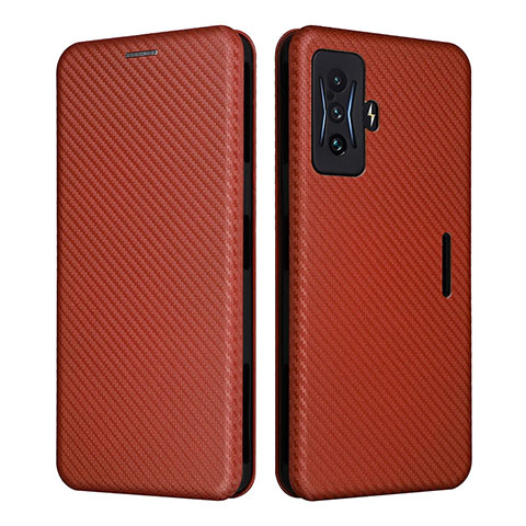 Custodia Portafoglio In Pelle Cover con Supporto L06Z per Xiaomi Redmi K50 Gaming AMG F1 5G Marrone