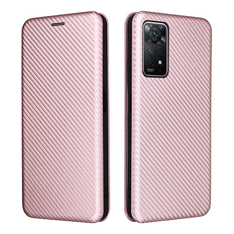 Custodia Portafoglio In Pelle Cover con Supporto L06Z per Xiaomi Redmi Note 11 Pro 4G Oro Rosa