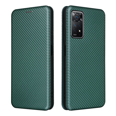 Custodia Portafoglio In Pelle Cover con Supporto L06Z per Xiaomi Redmi Note 11 Pro 4G Verde