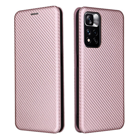 Custodia Portafoglio In Pelle Cover con Supporto L06Z per Xiaomi Redmi Note 11 Pro+ Plus 5G Oro Rosa