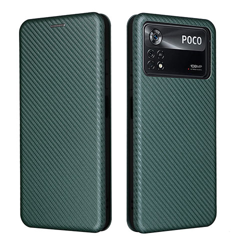 Custodia Portafoglio In Pelle Cover con Supporto L06Z per Xiaomi Redmi Note 11E Pro 5G Verde