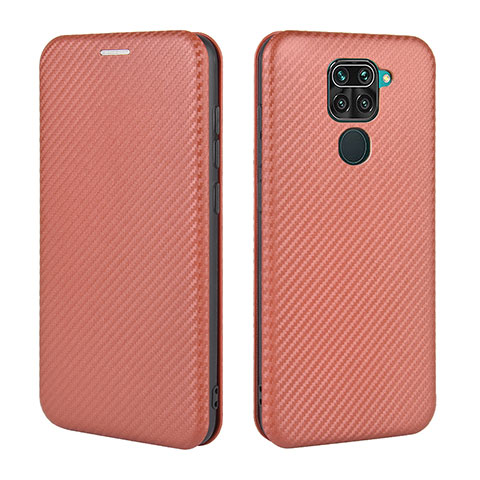 Custodia Portafoglio In Pelle Cover con Supporto L06Z per Xiaomi Redmi Note 9 Marrone