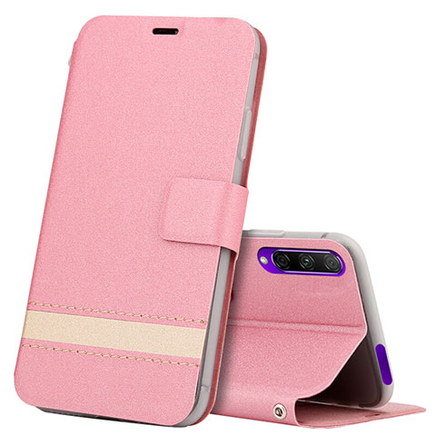 Custodia Portafoglio In Pelle Cover con Supporto L07 per Huawei P Smart Pro (2019) Rosa