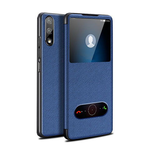 Custodia Portafoglio In Pelle Cover con Supporto L07 per Huawei P Smart Z (2019) Blu