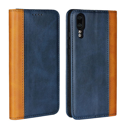 Custodia Portafoglio In Pelle Cover con Supporto L07 per Huawei P20 Blu