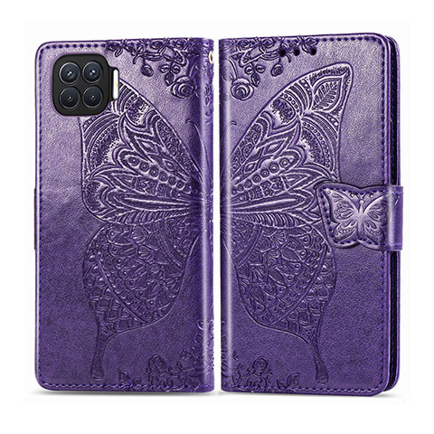 Custodia Portafoglio In Pelle Cover con Supporto L07 per Oppo F17 Pro Viola