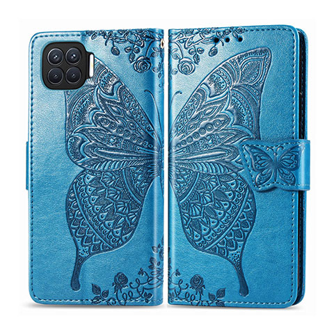 Custodia Portafoglio In Pelle Cover con Supporto L07 per Oppo Reno4 Lite Blu