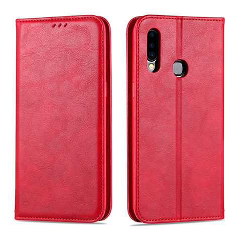 Custodia Portafoglio In Pelle Cover con Supporto L07 per Samsung Galaxy A20s Rosso