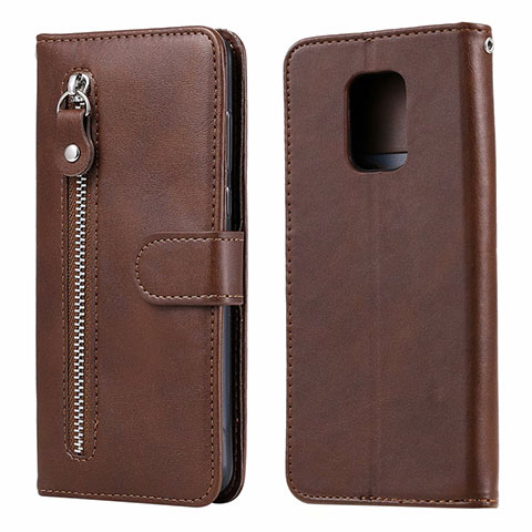 Custodia Portafoglio In Pelle Cover con Supporto L07 per Xiaomi Redmi Note 9S Marrone