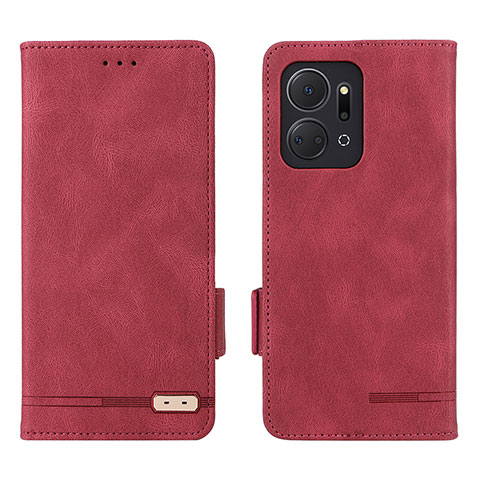 Custodia Portafoglio In Pelle Cover con Supporto L07Z per Huawei Honor X7a Rosso