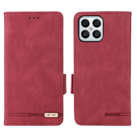 Custodia Portafoglio In Pelle Cover con Supporto L07Z per Huawei Honor X8 4G Rosso