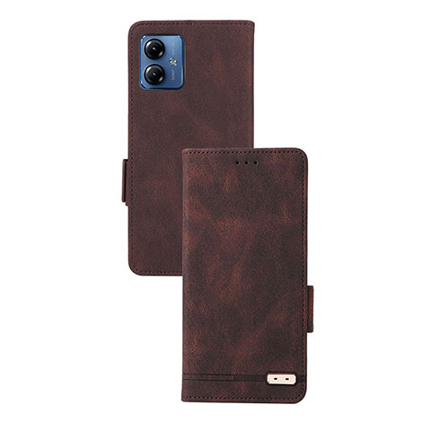 Custodia Portafoglio In Pelle Cover con Supporto L07Z per Motorola Moto G14 Marrone