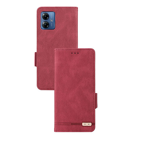 Custodia Portafoglio In Pelle Cover con Supporto L07Z per Motorola Moto G14 Rosso