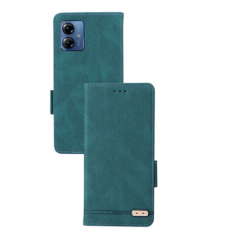 Custodia Portafoglio In Pelle Cover con Supporto L07Z per Motorola Moto G14 Verde