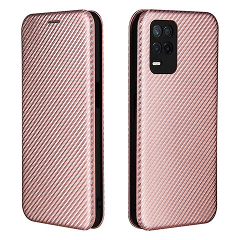 Custodia Portafoglio In Pelle Cover con Supporto L07Z per Realme 9 5G India Oro Rosa