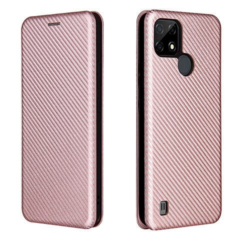 Custodia Portafoglio In Pelle Cover con Supporto L07Z per Realme C21 Oro Rosa