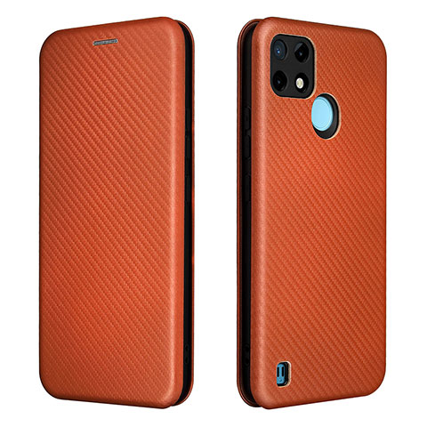 Custodia Portafoglio In Pelle Cover con Supporto L07Z per Realme C25Y India Marrone