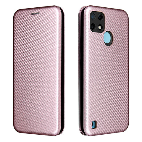 Custodia Portafoglio In Pelle Cover con Supporto L07Z per Realme C25Y India Oro Rosa