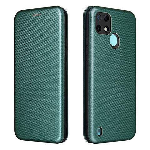 Custodia Portafoglio In Pelle Cover con Supporto L07Z per Realme C25Y India Verde