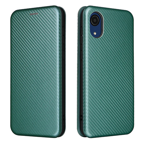 Custodia Portafoglio In Pelle Cover con Supporto L07Z per Samsung Galaxy A03 Core Verde