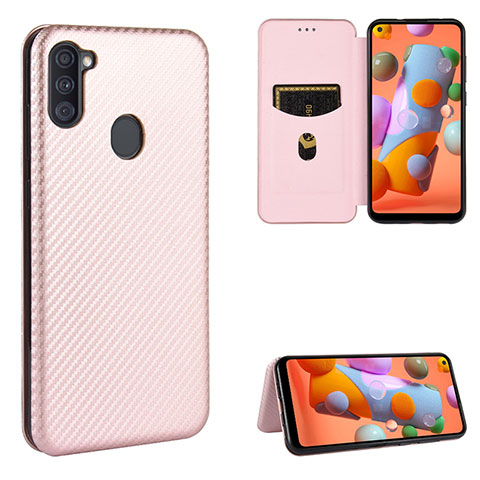 Custodia Portafoglio In Pelle Cover con Supporto L07Z per Samsung Galaxy A11 Oro Rosa