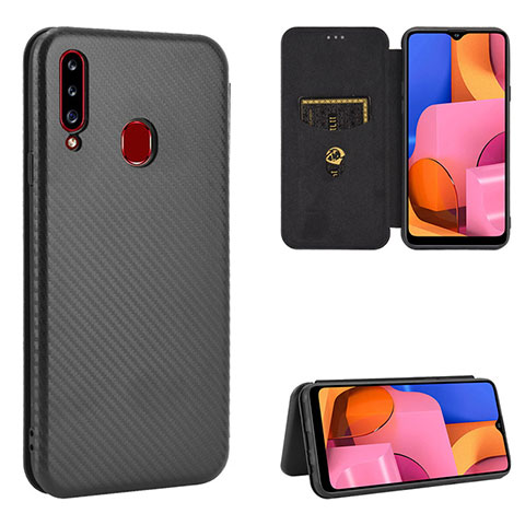 Custodia Portafoglio In Pelle Cover con Supporto L07Z per Samsung Galaxy A20s Nero