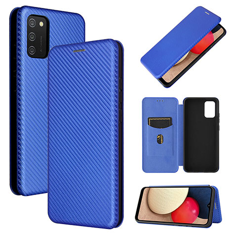 Custodia Portafoglio In Pelle Cover con Supporto L07Z per Samsung Galaxy F02S SM-E025F Blu