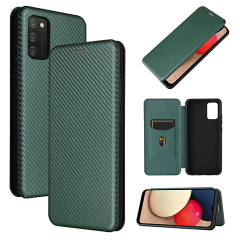 Custodia Portafoglio In Pelle Cover con Supporto L07Z per Samsung Galaxy F02S SM-E025F Verde