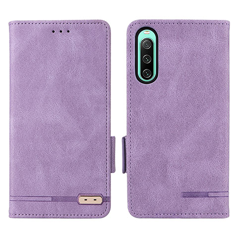 Custodia Portafoglio In Pelle Cover con Supporto L07Z per Sony Xperia 10 V Viola