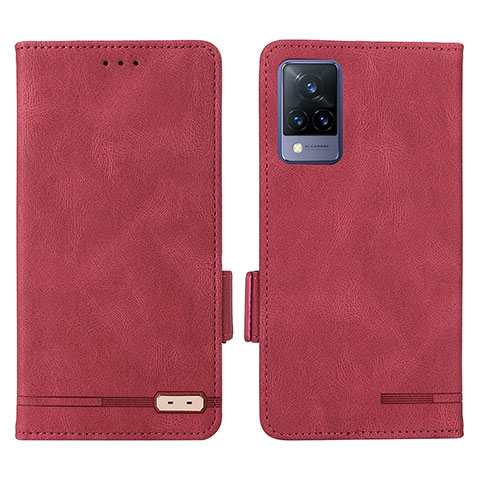 Custodia Portafoglio In Pelle Cover con Supporto L07Z per Vivo V21 5G Rosso