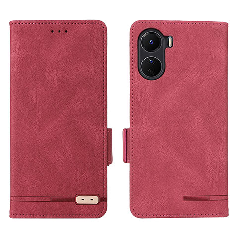 Custodia Portafoglio In Pelle Cover con Supporto L07Z per Vivo Y16 Rosso