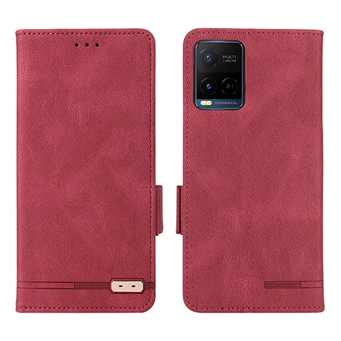 Custodia Portafoglio In Pelle Cover con Supporto L07Z per Vivo Y32 4G Rosso