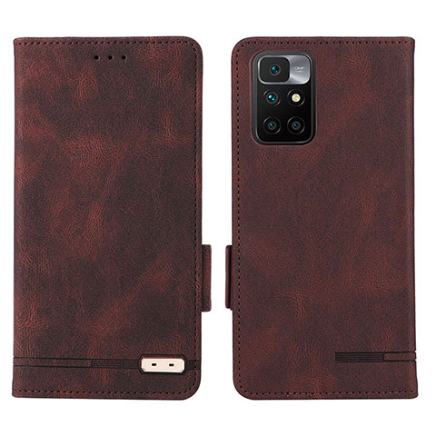 Custodia Portafoglio In Pelle Cover con Supporto L07Z per Xiaomi Redmi 10 (2022) Marrone