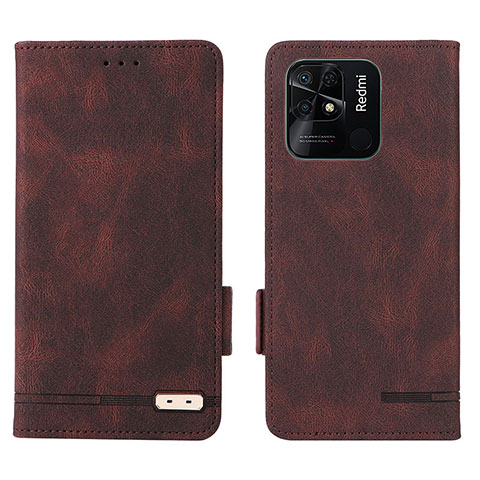 Custodia Portafoglio In Pelle Cover con Supporto L07Z per Xiaomi Redmi 10 India Marrone