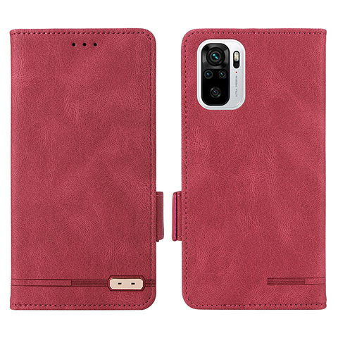 Custodia Portafoglio In Pelle Cover con Supporto L07Z per Xiaomi Redmi Note 10 4G Rosso