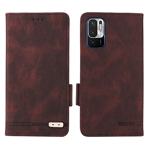 Custodia Portafoglio In Pelle Cover con Supporto L07Z per Xiaomi Redmi Note 10T 5G Marrone