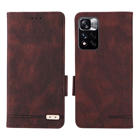 Custodia Portafoglio In Pelle Cover con Supporto L07Z per Xiaomi Redmi Note 11 Pro+ Plus 5G Marrone