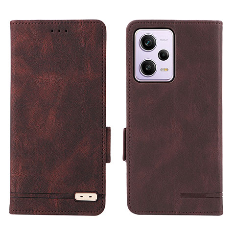 Custodia Portafoglio In Pelle Cover con Supporto L07Z per Xiaomi Redmi Note 12 Pro 5G Marrone