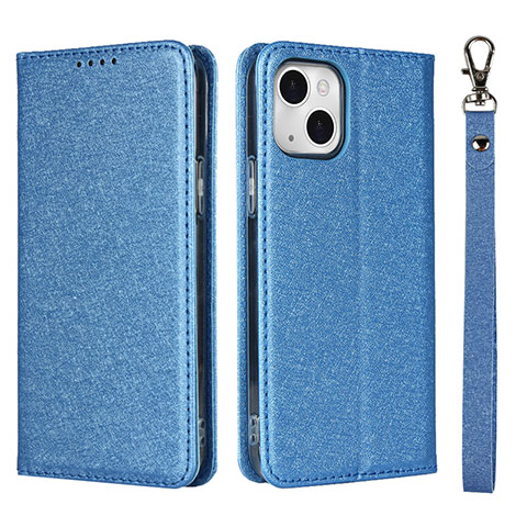 Custodia Portafoglio In Pelle Cover con Supporto L08 per Apple iPhone 13 Blu